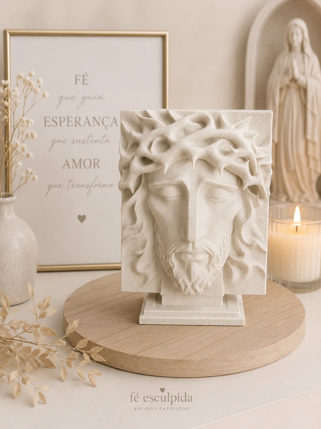 Face de Cristo em acabamento marfim